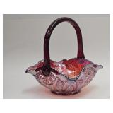 Heirloom Sunset Carnival Glass Basket 7.5" wide