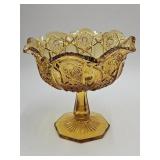 L.E. Smith Amber Glass Compote 7 1/4"h