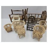 Lot Of Wicker Chairs & Bent Wood See Size