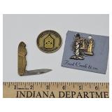Indian Pocket Knife, Brooch, Coin Of Excellence
