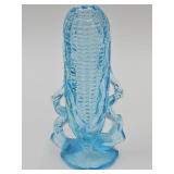 VTG L G Wright Blue Glass Corn Vase 7 1/4" H