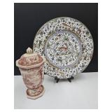 VTG China Urn & Large Portugal Platter 17" W
