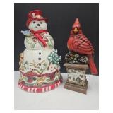 Snowman Cookie Jar  By Tracey & Cardinal