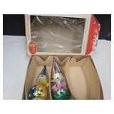 2 Vintage Christmas Clown Ornaments & Box