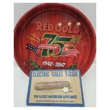 Electric Toilet Tissue Holder & Red Gold Tray