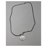 Silver Tone Coin Charm Necklace