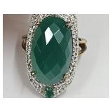 Green Onyx White Diamond Simulant Ring