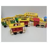 VTG Fisher Price Toys: Large School Bus & Train