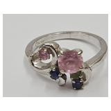10K Gold Ring w Multicolor Stones Sz 6.5