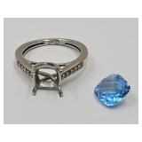Ring Marked IP w Blue Gemstone Sz 5