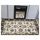 Wool Area Rug 42 x 66"  w Wall Mirror 21 x 25"