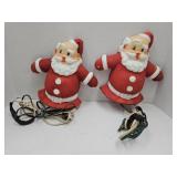 2 Vintage Light Up Santa