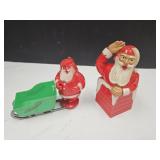 VTG Plastic Santa  Sleigh & Chimney  Containers