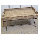 Wrought Iron Wicker Basket Coffee Table 39x21x20"