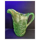 Beautiful Uranium Glass Pitcher 8 1/4" H