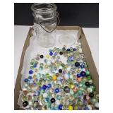 Quart Jar of Vintage Marbles