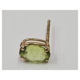 14 K Gold Earring w Peridot Stone & GF Back