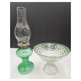 Vintage Oil Lamp & Compote