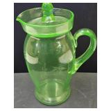 Uranium Glass Pitcher & Lid (See Crack)