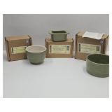 3 Sage Longaberger Pottery in Boxes Salt Crock +