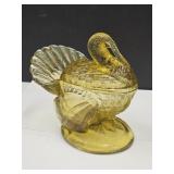 L.E. Smith Glass Turkey on a Nest 7"h