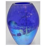 Fenton Cobalt Favrene Museum Of America Vase 12"h