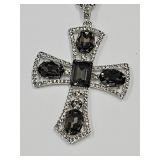 Large Grey Cross Necklace