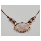 Pink Pearl Rose Gold Tone Necklace