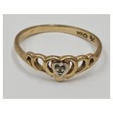 10k Gold Ring  With Hearts  Size 6
