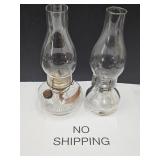 2 Oil Lamps One with Finger Hole 12 & 13"h