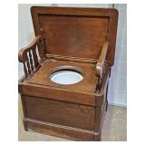 Antique Tiger Oak Commode with Chamber Pot
