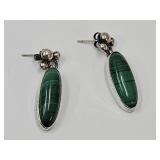 Malachite Over Sterling Native American Earrings