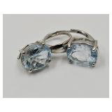Sterling Silver Earrings Blue Zircon