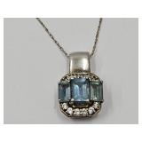 14k Wh Gold 20" Chain& Sterling Pendant DIA Chips