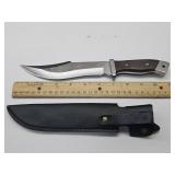 New 11" Wood Handle Knife w Sheath