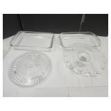 3 Qt Pyrex Dishes, Cake Platters- 1 w Pedestal