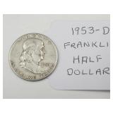 1953 D Silver Franklin Half Dollar Coin