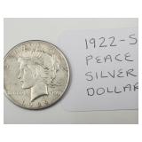 1922 S Silver Peace Dollar Coin