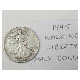 1945 Silver Walking Liberty Half Dollar Coin