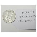 1954 D Silver Franklin Half Dollar Coin