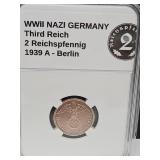 1939 A WWII Germany (2pf) Coin