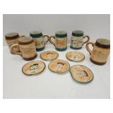 6 VTG Barbershop Mugs w Coasters