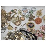 Costume Jewelry Lot Cameo Brooches & More