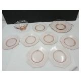 Lot of Pink Depression Glass Up To 10"W Plate