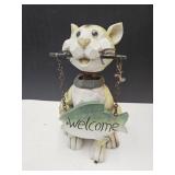 Wood Welcome Cat 12" H