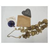 VTG Costume Necklace, 1944 Beaded Brooch, & Mold