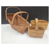 3 Longaberger Baskets Up To 13" Long