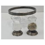 Sterling Silver Weighted Shakers & Bowl Unmarked