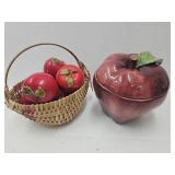 Apple Cookie Jar & Ceramic Apples