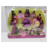NIB Barbie "FASHION FEVER" Wall Clock & Clothes
